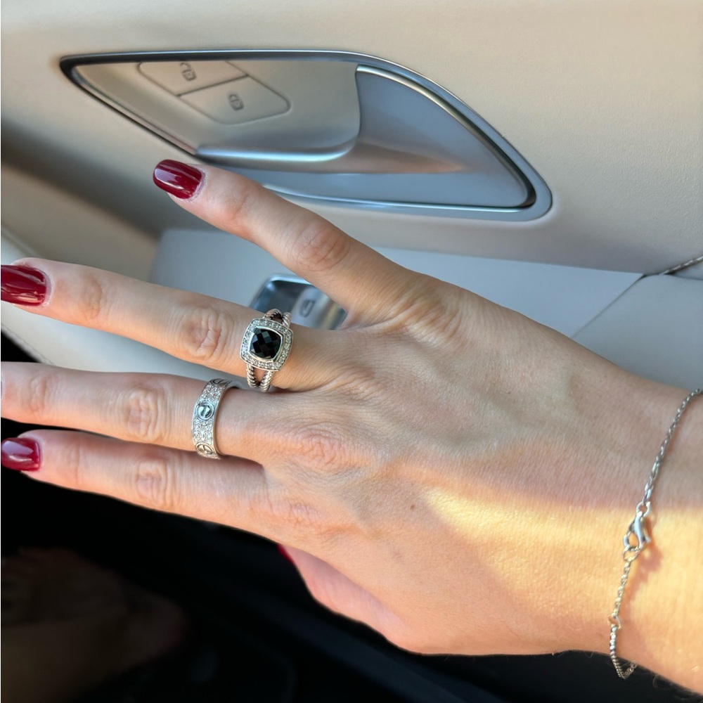 Black onyx David Yurman ring with diamonds